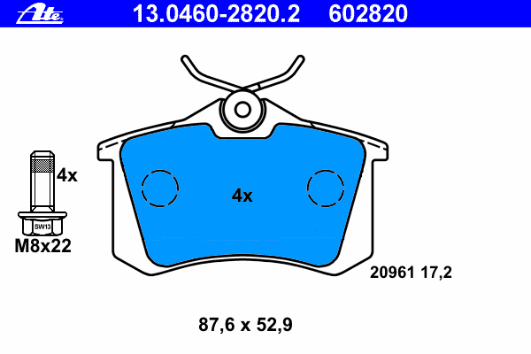 Kit de plaquettes de frein, frein à disque 13.0460-2820.2
