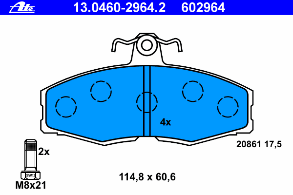 Brake Pad Set, disc brake 13.0460-2964.2