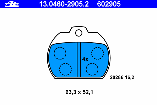 Комплект тормозных колодок, дисковый тормоз 13.0460-2905.2