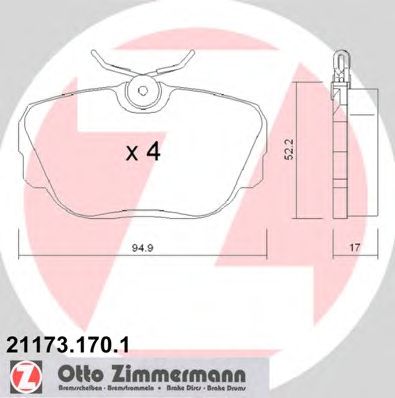 Kit de plaquettes de frein, frein à disque 21173.170.1