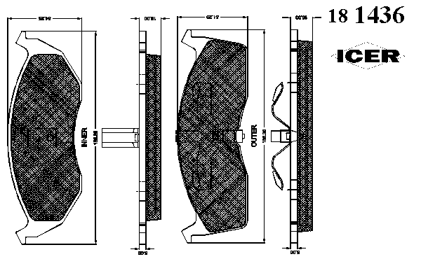 Kit de plaquettes de frein, frein à disque 181436
