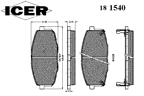 Комплект тормозных колодок, дисковый тормоз 181540