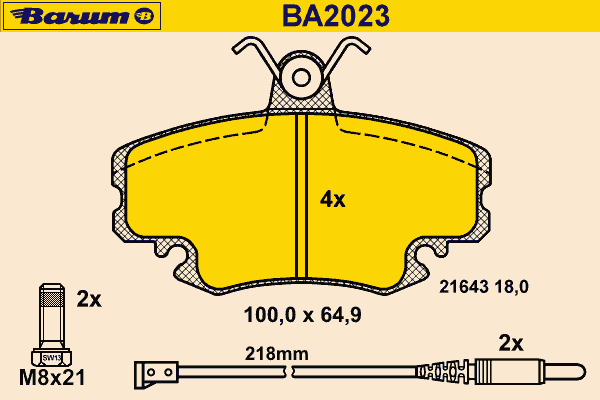 Комплект тормозных колодок, дисковый тормоз BA2023