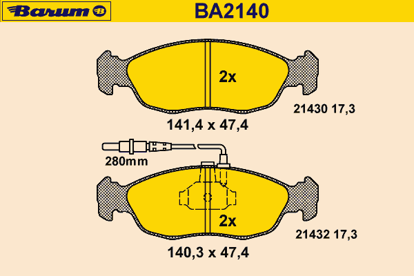 Brake Pad Set, disc brake BA2140