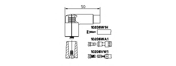 Stekker, stroomverdeler; Stekker, bobine 10206VW1