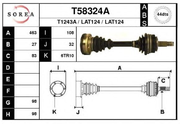 Veio de transmissão T58324A