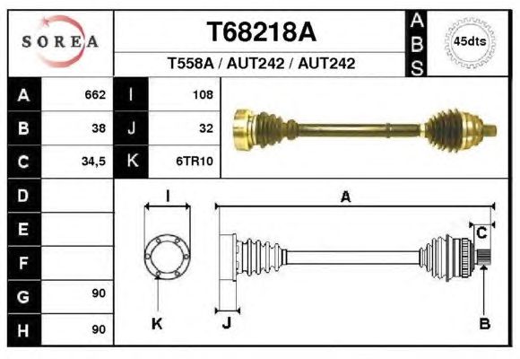Arbre de transmission T68218A