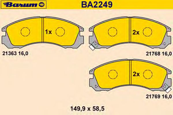 Bremsebelegg sett, skivebremse BA2249