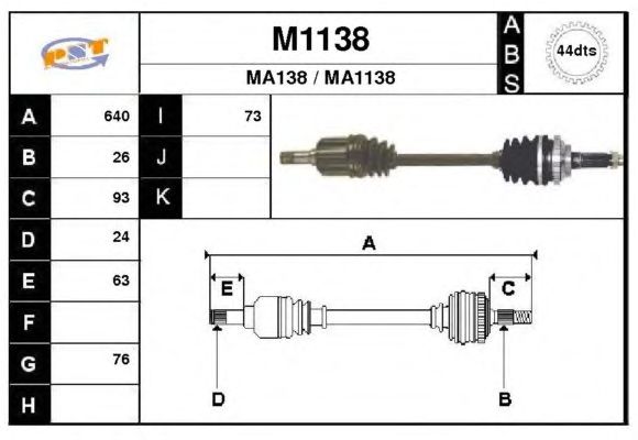 Aandrijfas M1138