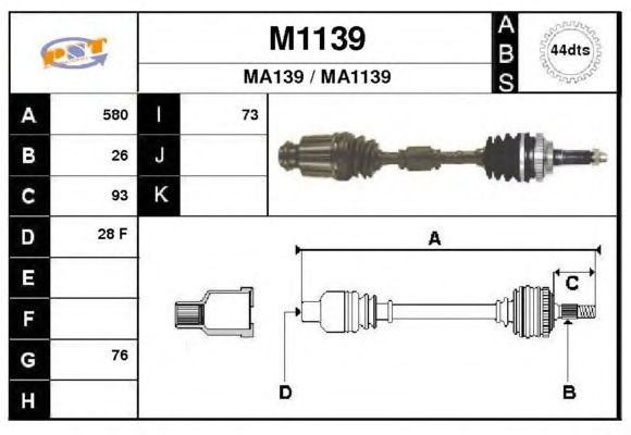 Aandrijfas M1139