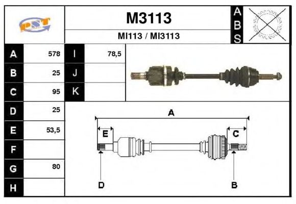 Aandrijfas M3113