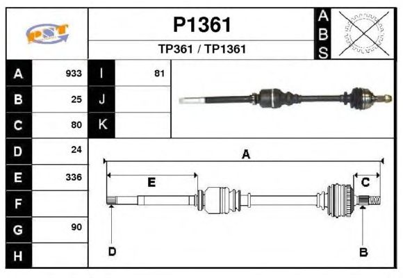 Veio de transmissão P1361