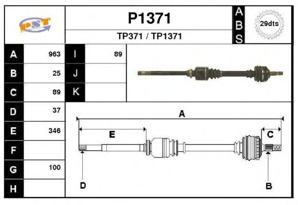 Veio de transmissão P1371