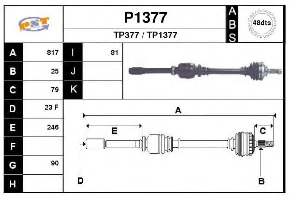 Veio de transmissão P1377