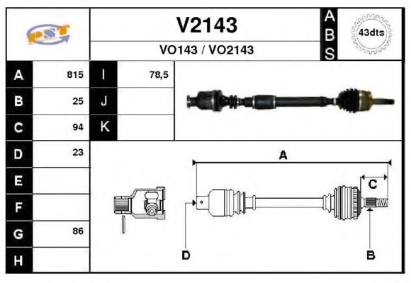 Arbre de transmission V2143