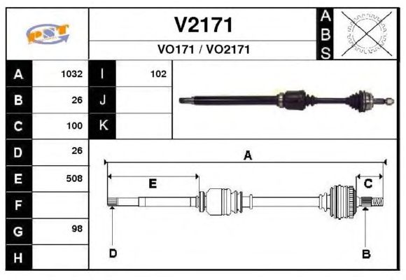 Arbre de transmission V2171
