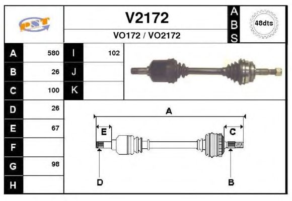 Arbre de transmission V2172