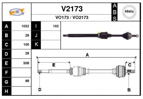 Arbre de transmission V2173