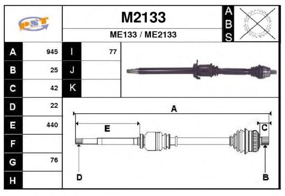 Aandrijfas M2133