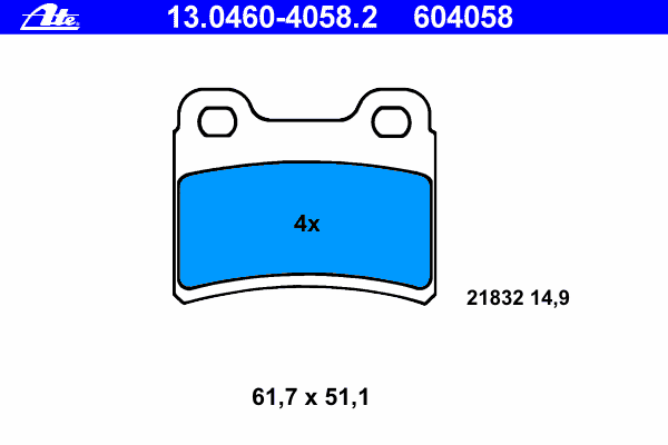 Комплект тормозных колодок, дисковый тормоз 13.0460-4058.2