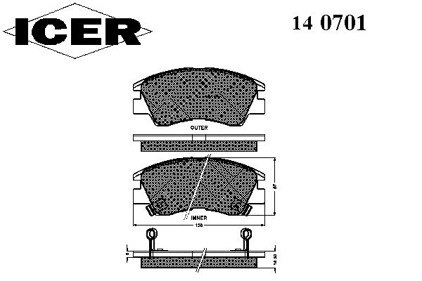 Kit de plaquettes de frein, frein à disque 140701