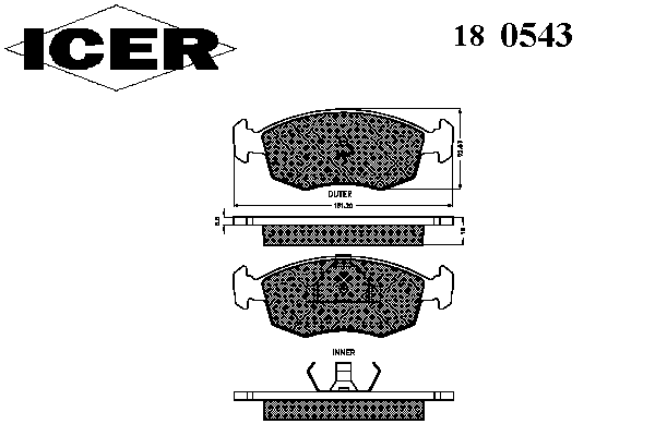 Комплект тормозных колодок, дисковый тормоз 180543