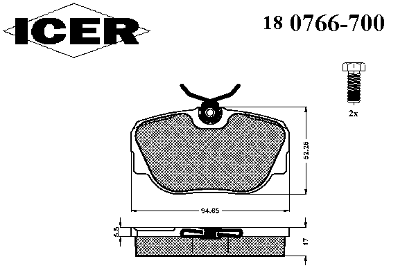 Kit de plaquettes de frein, frein à disque 180766-700