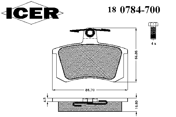Kit de plaquettes de frein, frein à disque 180784-700
