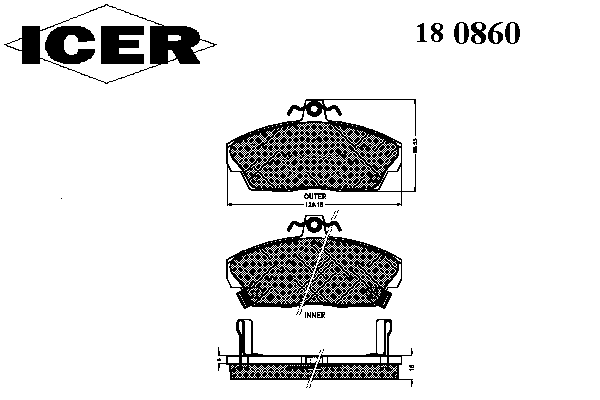 Комплект тормозных колодок, дисковый тормоз 180860