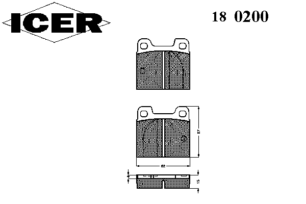 Комплект тормозных колодок, дисковый тормоз 180200