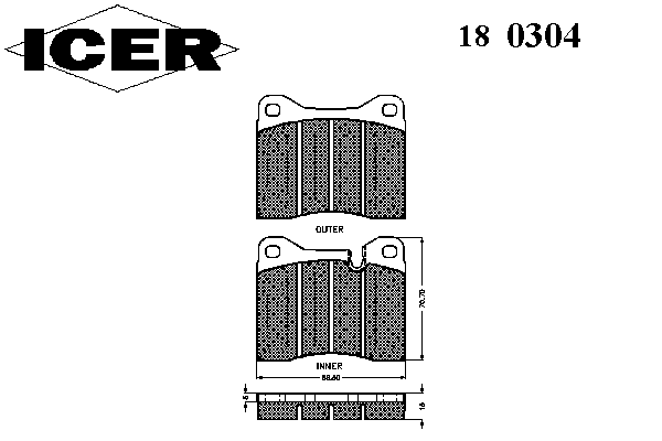 Комплект тормозных колодок, дисковый тормоз 180304