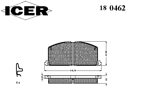 Комплект тормозных колодок, дисковый тормоз 180462