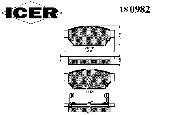 Комплект тормозных колодок, дисковый тормоз 180982