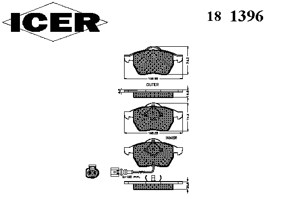 Kit de plaquettes de frein, frein à disque 181396