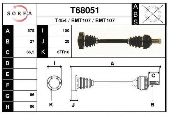 Arbre de transmission T68051