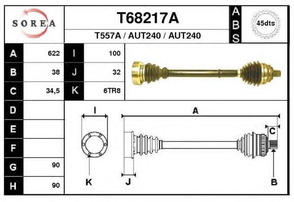 Arbre de transmission T68217A