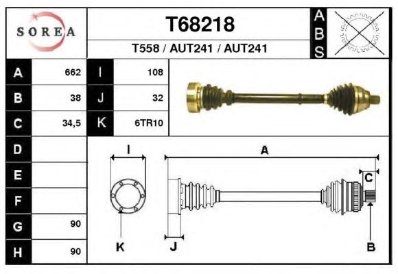 Arbre de transmission T68218