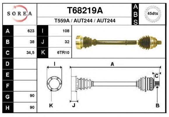 Arbre de transmission T68219A