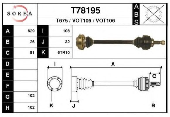 Arbre de transmission T78195