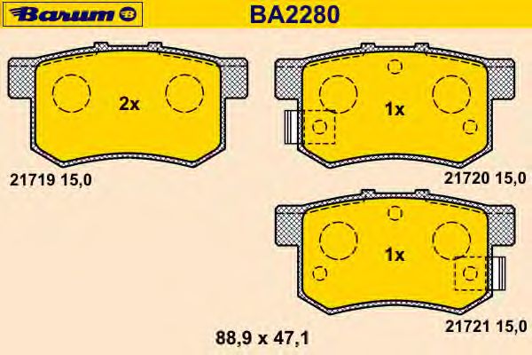 Комплект тормозных колодок, дисковый тормоз BA2280