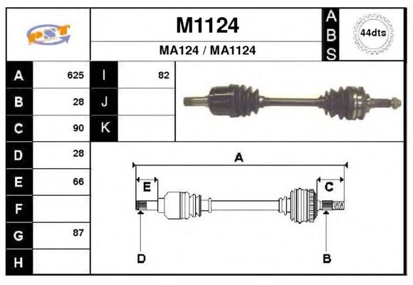 Aandrijfas M1124