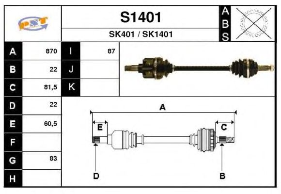 Arbre de transmission S1401