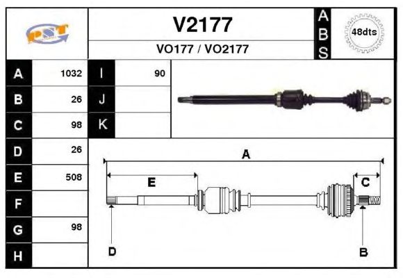 Arbre de transmission V2177
