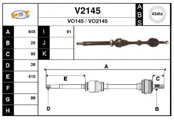 Aandrijfas V2145