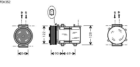 Kompressor, klimaanlæg FDK352