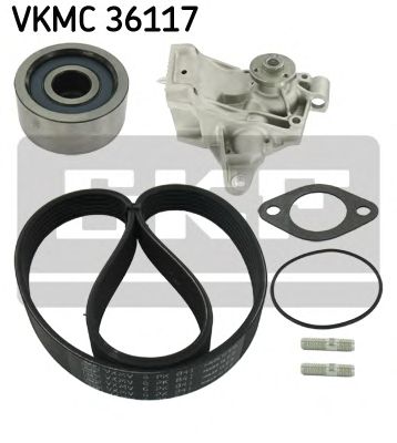 Water Pump + V-Ribbed Belt Kit VKMC 36117
