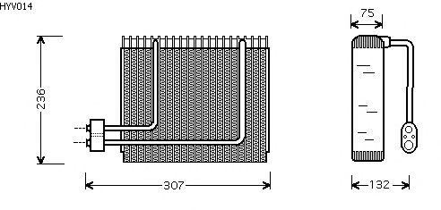 Evaporator, air conditioning HYV014