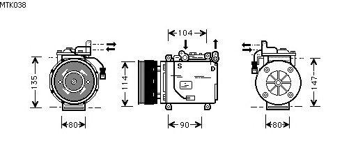 Compressor, ar condicionado MTK038