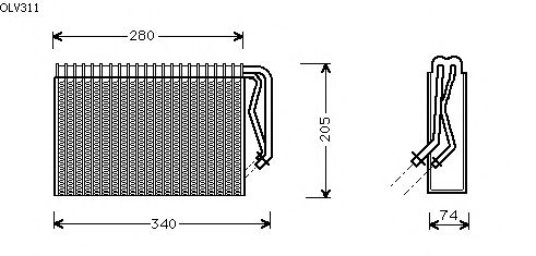 Evaporator, air conditioning OLV311