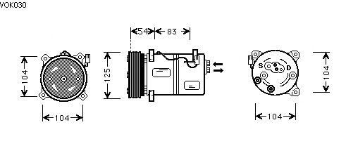 Compressor, airconditioning VOK030